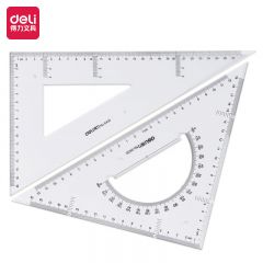 得力（deli）  28cm三角板2件套教学透明塑料三角尺大绘图三角板尺子套装学生文具28cm三角板 6430