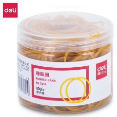 得力（deli） 3215橡胶圈 黄100g/筒 高韧性高强度高弹力耐用乳胶圈/牛皮筋/橡皮筋