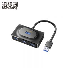 迅想 F110数据线转换器方形USB3.0分线器扩展坞 高速4口集线器HUB拓展坞 适用苹果华为笔记本电脑一拖多接口转换器转接头延长线 黑色 1.5m 1921