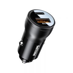 飞利浦（PHILIPS） 车载充电器超级快充苹果专用60W汽车usb扩展器点烟器转换插头 DLP4305B/93