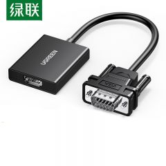 绿联（UGREEN） 50945 VGA转HDMI 1080P 带3.5mm音频 USB-C供电 高清视频转接头 适用笔记本电脑台式主机接电视显示器投影仪线