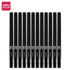 得力(deli) S77中性笔0.5mm金属喷漆笔子弹头签字笔 黑色