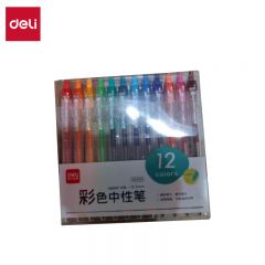 得力(deli) 彩色按动中性笔 12色中性笔 0.5mm子弹头学生中性笔水笔签字笔 12支/盒SA502