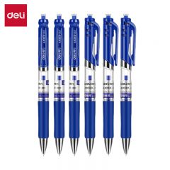 得力（deli） S01 中性笔签字笔0.5mm子弹头按动笔水笔办公用品 蓝色