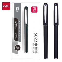 得力（deli） S822  0.7mm办公中性笔水笔签字笔12支/盒DL-S822 黑
