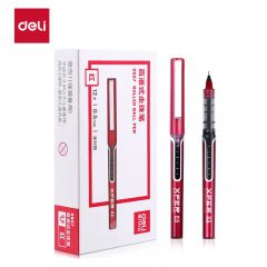 得力（deli） S657 0.5mm直液全针管走珠签字笔办公用品学生中性笔会议笔 红