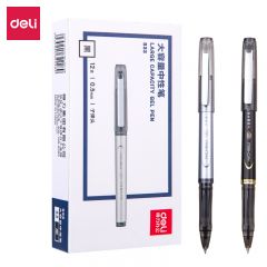 得力（deli） S33 黑色碳素大容量中性笔办公用品水笔签字笔0.5mm