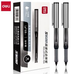 得力(deli) 1600米大容量中性笔直液笔 0.5mm全针管学生签字笔走珠笔水笔 黑色12支/盒S1600
