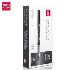 得力（deli） S656-Z1 直液笔签字笔0.5mm子弹头办公商务中性笔走珠笔水笔会议笔 黑色