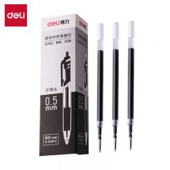 得力（deli） S782  0.5mm按动中性笔芯替芯 S01/S08/1008/K35适用 黑色子弹头20支/盒 办公用品