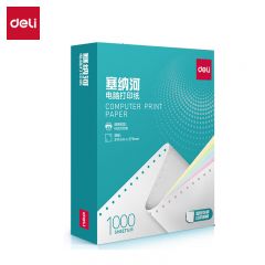 得力（deli） N241-2 塞纳河电脑打印纸1/2C彩色不撕边 针式打印纸销售单出库单送货单发票打印纸