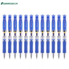 三木（SUNWOOD） P5按动子弹头中性笔0.5mm12支/盒蓝色(计价单位：盒）