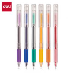 得力（deli） A125 文具0.5mm彩色中性笔套装糖果6色拔帽全针管签字笔荧光笔水笔手账笔