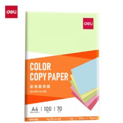 得力（deli） 70g浅绿色复印纸彩色打印纸儿童手工折纸剪纸彩纸A4非硬卡纸100张/包7391