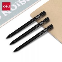 得力（deli） S65 黑色中性笔水笔签字笔办公用品子弹头磨砂杆12支/盒0.5mm