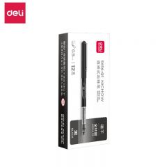 得力（deli） S656-Q1直液式走珠笔0.5mm全针管(黑)12支/盒储墨大容量