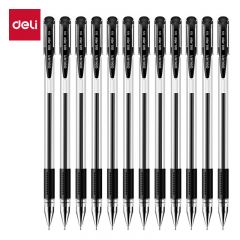 得力（deli） 6601 半针管中性笔签字水笔办公用品 12支/盒黑色0.5mm