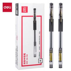 得力（deli） S820财务中性笔0.28mm全针管黑色12支/盒顺滑书写舒适握感