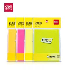 得力（DELI）记事贴便签纸便利贴荧光纸 76ｘ101mm 混色9086