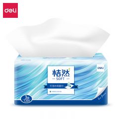 得力 MR3120-01桔然soft系列抽取式纸面巾软抽3层120抽手纸 餐巾纸 抽纸巾湿水柔韧不易烂