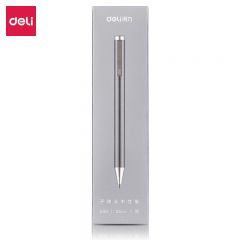 得力（deli）S99金属旋转中性笔0.5mm黑色签字笔  银色
