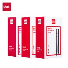 得力(deli) 6546圆珠笔中油笔0.7mm子弹头软胶握手原子笔按动笔办公用品 黑色