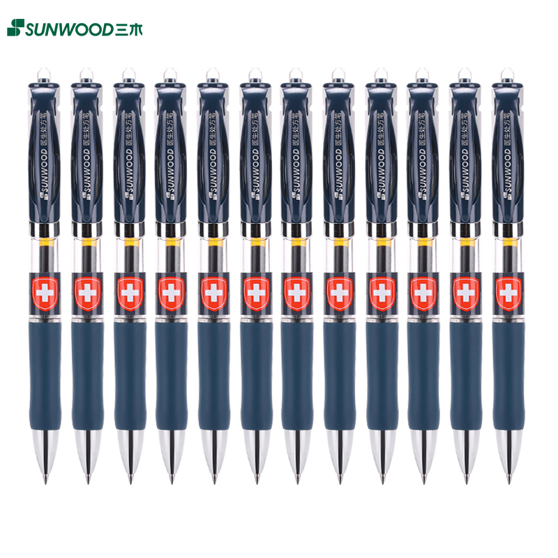 三木（SUNWOOD） P5医生处方签按动中性笔0.5mm12支/盒墨蓝（计价单位：盒）