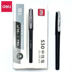 得力（deli） S30子弹头中性笔水笔0.5mm 签字笔办公学生文具中性笔 黑色单支装