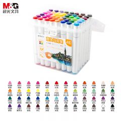 晨光(M&G) 文具48色双头酒精性快干马克笔 纤维笔头宽头约7mm 油性水彩笔 绘画手绘涂鸦工具APMV0903
