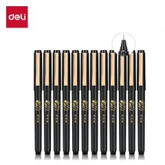 得力（deli） S109 连中三元速干考试中性笔0.5mm考试可用拔帽中性笔复习签字笔全针管黑色12支