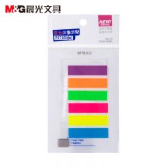 晨光(M&G) 文具6色120枚PET荧光便利贴 时尚粘性标签贴姓名贴 记事留言贴优事贴便签本子 20页/条YS-21
