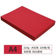 天章(TANGO)A4凹凸皮纹纸/封面纸/压纹纸/云彩纸/封皮纸 彩色卡纸标书封面硬厚手工卡纸 大红色210克100张/包