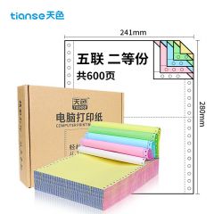 天色（TIANSE） 增值税发票清单针式电脑打印纸_增值税应税货物或劳务销货清单银行流水清单纸发货单送货单 五联二等份600页