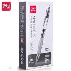 得力(deli)【顺滑之星】臻顺滑系列0.5mm子弹头中性笔 无印风签字笔水笔办公文具 黑色 1支 S128