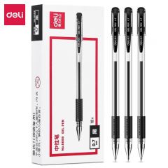 得力（deli） 6688 黑色中性笔水笔签字笔子弹头办公用品0.7mm
