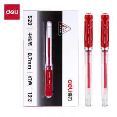 得力（deli） S20  0.7mm办公中性笔水笔签字笔 办公用品 12支/盒DL-S20红