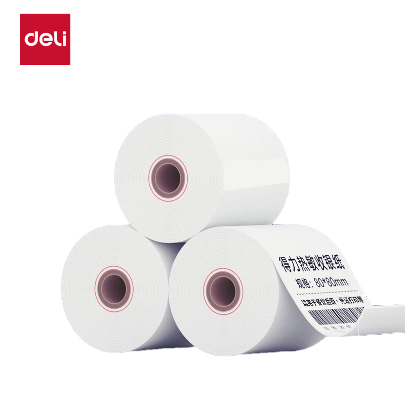 得力（deli） 莱茵河热敏收银纸 80*80型40卷 餐饮外卖收银机打印纸 酒店超市收银小票纸 60米/卷足米足量3203
