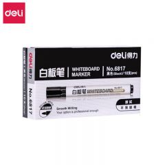 得力（deli） 6817白板笔 2.0mm 黑色10支/盒 学生儿童好写易擦画板笔 办公会议教学用水性白板书写笔