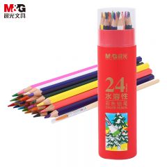 晨光（M&G） AWP36810PP筒装水溶性彩色铅笔24色学生美术绘画填色内含画笔六角杆红筒装