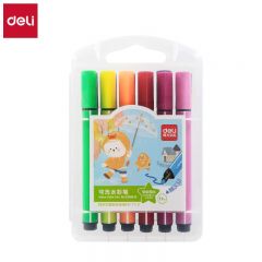得力（deli） 33986-12可水洗水彩笔易握粗三角学生儿童涂色颜色马克笔画笔套装画画绘画文具礼物速写