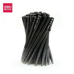 得力（deli） 6506 圆珠笔按压式0.7mm中油笔子弹头软胶握手办公用品量贩 黑色60支装