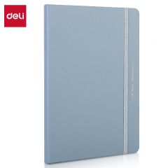 得力(deli) 25K/96张笔记本子皮面本 记事本商务本办公用品 蓝色22295