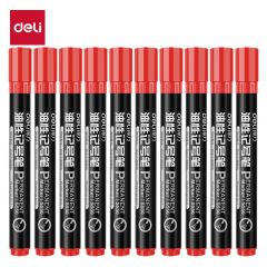 得力（deli） S550 红色油性粗头记号笔物流大头笔签名笔马克笔办公用品 10支/盒