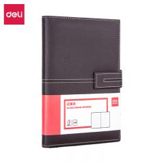 得力（deli） 可定制25K120张荔枝纹磁扣皮面本办公用品 商务记事本日记本工作笔记本子文具 棕3343