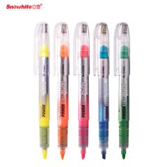 白雪（snowhite） 文具5色荧光笔 斧型笔头重点标记笔记号笔 手账彩色荧光笔 5支套装 PVP626