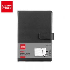 齐心（COMIX）25K/120张商务磁扣皮面本办公用品 会议记事本日记本笔记本子文具 C5893黑