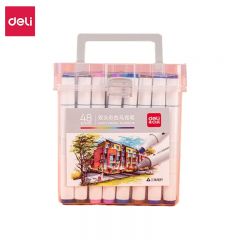 得力（deli） 70803-48  马克笔彩色双头学生套装绘画手绘涂鸦笔画笔荧光笔记号笔美术生专用动漫色专业款 48色