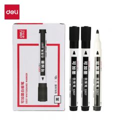 得力（deli） S507 可加墨白板笔可擦易擦 黑色 办公用品