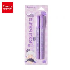齐心 (Comix）迷你世界IP联名双头美术勾线笔记号笔2支装 0.5-1.5MM 黑色 MWMK0004