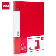 得力（deli） 64511 A4双强力夹文件夹 加厚诗朗诵签约夹板 试卷资料夹子 文件收纳办公用品 64511红色